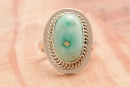 Genuine Battle Mountain Turquoise  Sterling Silver Navajo Ring